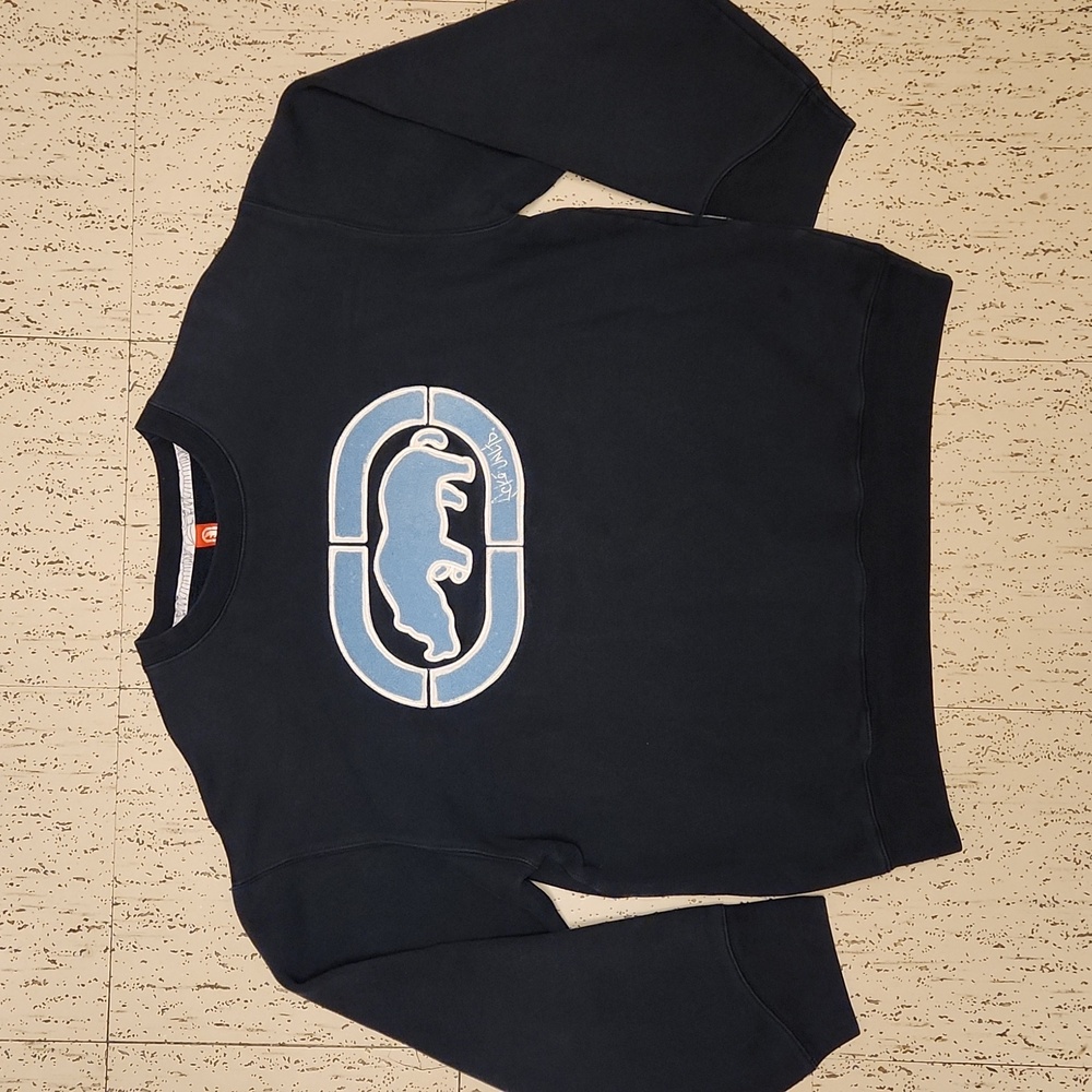 Ecko Unlimited Navy Blue Rhino Logo Pullover Crewneck Sweater Vintage Y2K